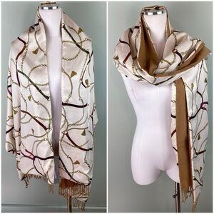 NWT Chico’s Gilded Bridle Equestrian Old Money Scarf Shawl Reversible